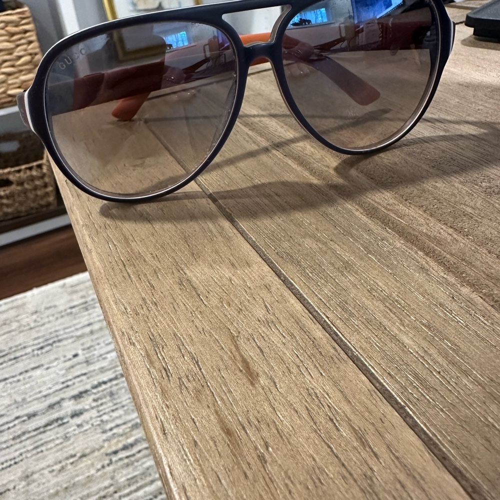 Gucci Black and Orange Aviator Sunglasses